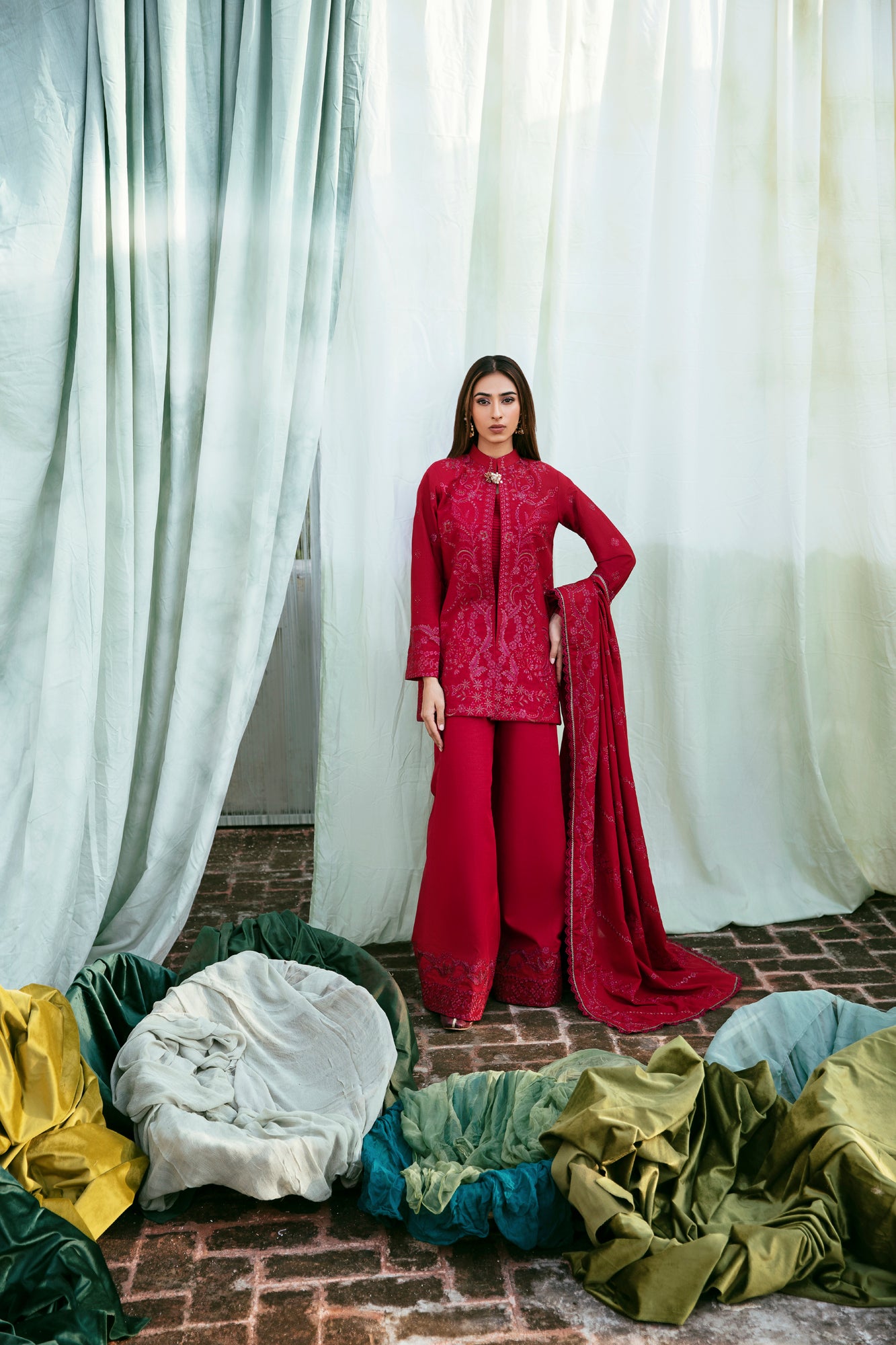 3PC Embroidered Khaddar FLK -7B
