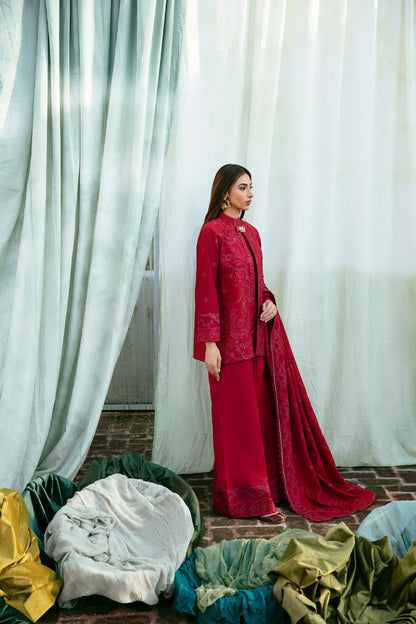 3PC Embroidered Khaddar FLK -7B