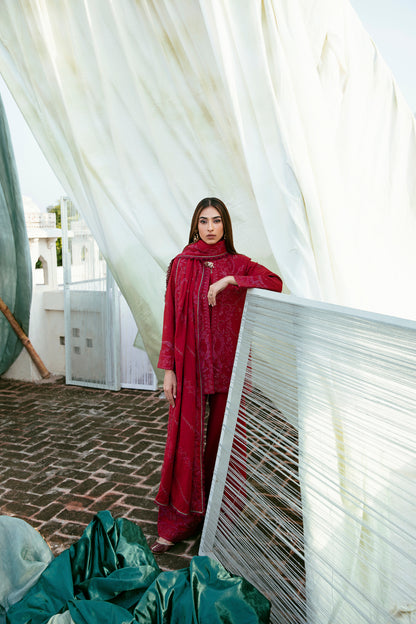 3PC Embroidered Khaddar FLK -7B